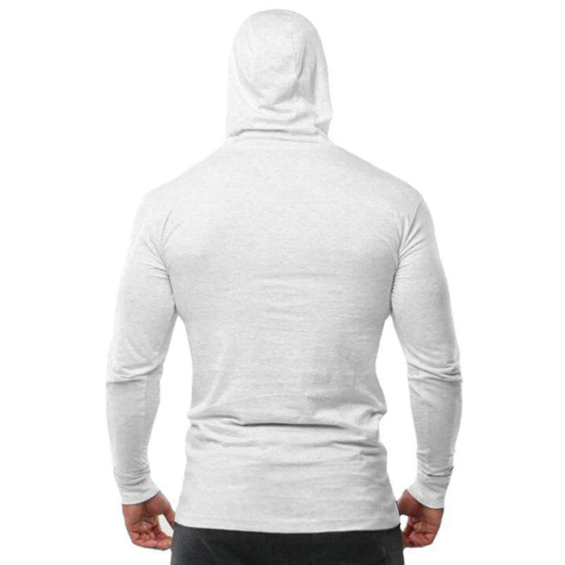 Black Bat Print Mens Fitness Casual Long Sleeve Slim Fit Hooded T-shirt Gym Bodybuilding Muscle Cotton Breathable Hip Hop Hoodie